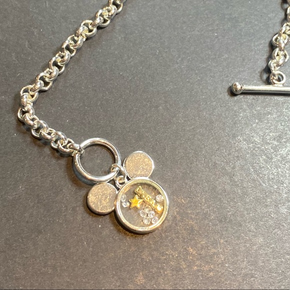 Disney Mickey Mouse Toggle Bracelet in Silver Tones with Dream and Star charms - Picture 1 of 3